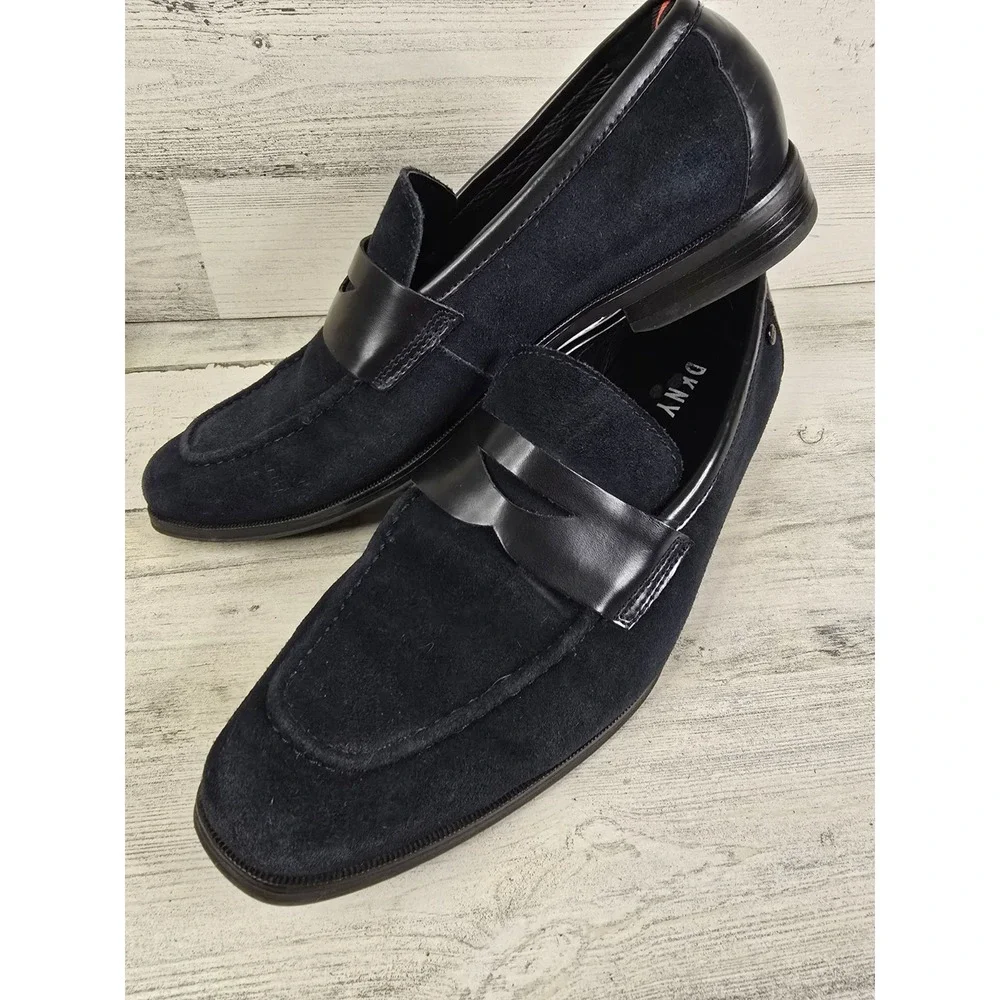 DKNY Men's 2001 Lance Blue Suede Penny Loafer Shoes 9  EUC‎